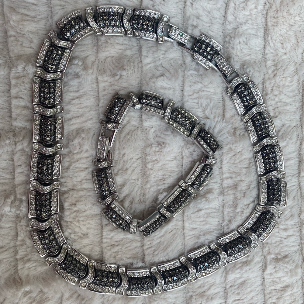 Swarovski Crystal Black Necklace and Bracelet Set